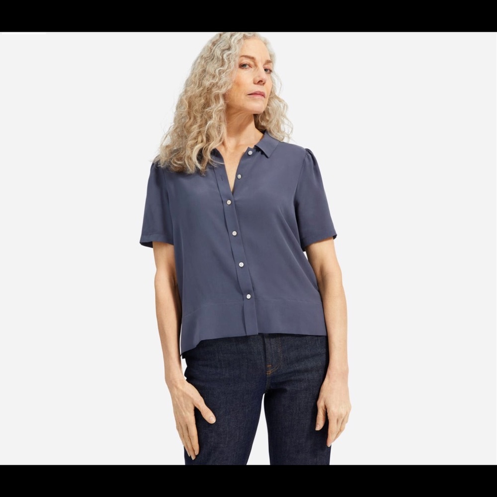 Everlane Clean Silk Puff-Sleeve Shirt 00